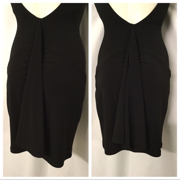 Scoop Neck Open Back Black Cocktail Dress - Picture 4 of 9